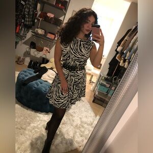Alice + Olivia Zebra silk mini dress.
